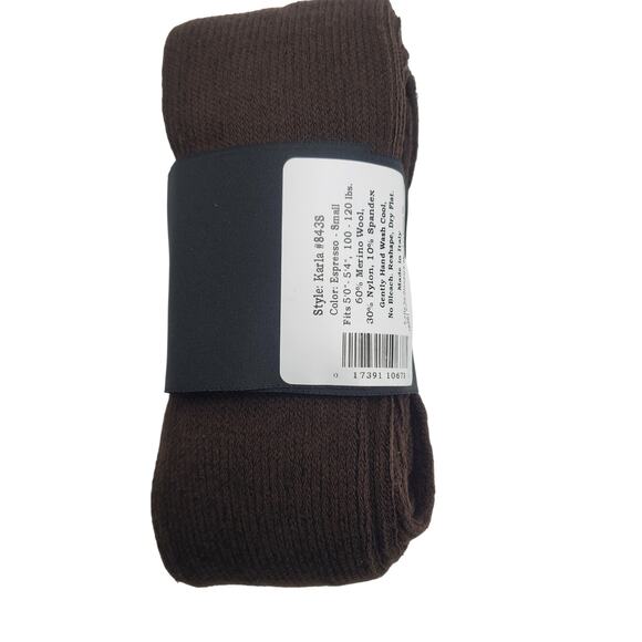 Ribbed Merino Wool Tights Small Espresso Brown Karla B.ella Italy New Hosiery - Picture 4 of 5